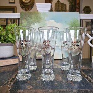 Vintage 1976 Montreal Olympics Canadian Beer Pilsner Glasses Set of 6 Gold Trim